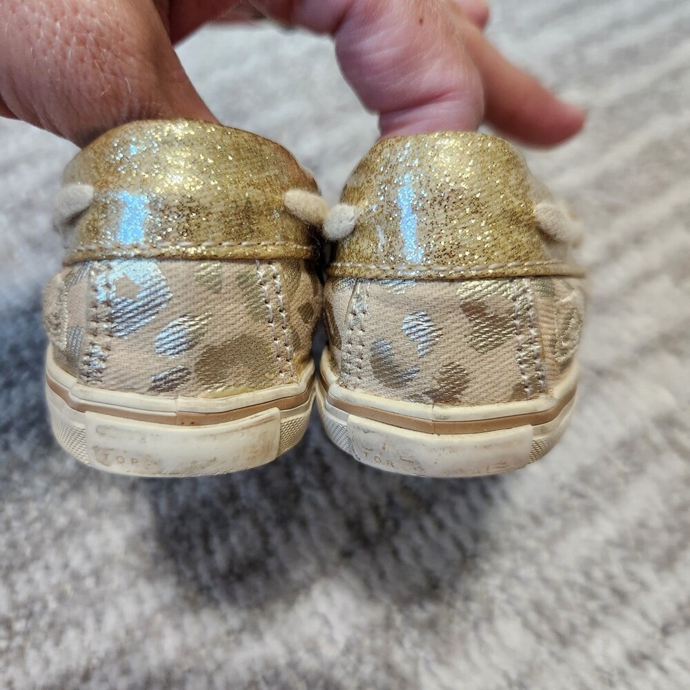 Sperry child animal print crib shoes gold size 4 - Picture 7 of 10